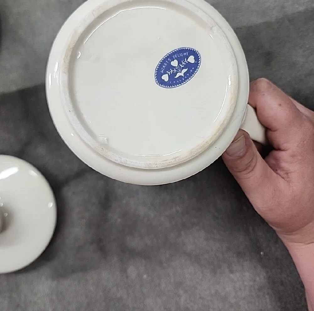 Vtg Ceramic Lidded Kitchen Canister/Pitcher from the Hearts Delight Collection
